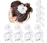 Lot de 12 pinces à cheveux en forme de rose - Grandes et moyennes - Pour femmes et filles - Élégantes - Pour mariage, danse, anniversaire - Blanc