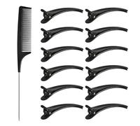 Lot de 12 pinces à cheveux pour coiffer avec 1 peigne professionnel en métal antistatique, pinces à cheveux durables pour femmes et filles, ensemble d'outils de coupe de salon de coiffure pour un
