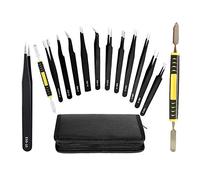 Lot de 12 pinces à épiler à double tête en métal pour fer à briser, instruments de précision, courbés à l'arc, pour réparation d'ordinateur, précision industrielle pour l'électronique avec soudure et