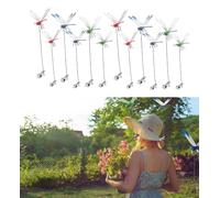 Lot de 12 pinces à libellule, dissuasif 2026, piquets de jardin en forme de libellule 3D, piquets pour colibellule, cerfs et chevaux, dispositifs effrayants pour oiseaux et mouches pour intérieur et