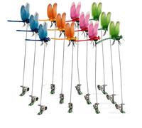 Lot de 12 pinces à libellules 3D pour l'extérieur, répulsif à mouches, pieux colibri, répulsif à mouches pour chevaux, libellules 3D, décoration de jardin