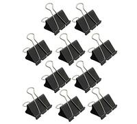 Lot de 12 pinces à papier pliables en métal noir 25 mm pour fermer des sacs en plastique, sécuriser des documents, organiser le bureau