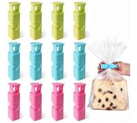 Lot de 12 Pinces à Sachet Alimentaire, Clips de Fermeture Hermétique pour Sacs de Cuisine, Pinces en Plastique Réutilisables pour Conservation Fraîcheur Snacks, Chips, Pain, 3 Couleurs