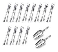 Lot de 12 pinces à sucre en acier inoxydable et 2 cuillères à glace, pinces à glaçons, pinces à pâtisserie, pince à bonbons, pince de cuisine
