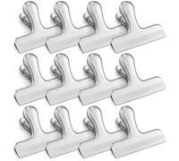 Lot de 12 pinces Bulldog de 7,6 cm de large, pinces en acier inoxydable argenté pour organiser des fichiers, photos, sacs, papiers, pinces, pinces bouledogue, grandes pinces robustes