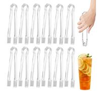Lot de 12 pinces de service en plastique transparent de 16 cm, faciles à tenir, petits ustensiles de service pour fête, buffet, apéritif, salade, traiteur, glace