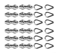 Lot de 12 pinces duplex en acier inoxydable 304 et cosses à coudre pour câble métallique M2, M4, M5 pour une fixation sécurisée de corde dans l'industrie