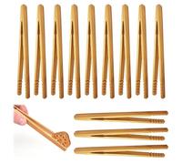 Lot de 12 pinces en bambou pour grille-pain, pinces en bois, pinces en bois, pinces à toast classiques réutilisables en bambou, pour pain grillé, fruits et légumes marinés