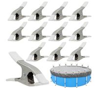 Lot de 12 pinces en métal avec design anti-rayures - Pinces de fixation pour bâche de piscine avec film de protection pour couverture de piscine - Siloplane d'hiver (12 pièces, B)