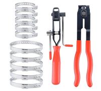 Lot de 12 Pinces et Colliers de Serrage, Pince Colliers Cardan, 2 Pinces de Serrage pour Manchons d'essieu avec 10 Colliers, Convient à Plupart Kits d'Outils de Sertissage Automobile
