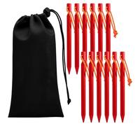 Lot de 12 piquets de tente en alliage d'aluminium, robustes, piquets stables avec sac de transport/corde réfléchissante pour le camping, les voyages, la randonnée