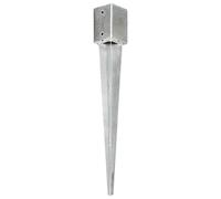 Lot de 12 piquets de terre en acier galvanisé argenté 9 × 9 × 75 cm avec trous pré-percés pour clôtures de jardin, poteaux d'ancrage et fixation dans le jardin, la terrasse, le parterre