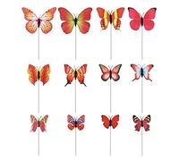 Lot de 12 piquets papillon pour jardinière Rouge