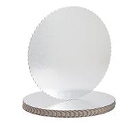 Lot de 12 planches à gâteau rondes en carton argenté avec bords festonnés, 29 cm