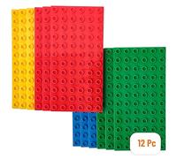 Lot de 12 plaques de Base Big Briks - de qualité - pour Grosses Briques/avec Gros tenons - Compatible avec Les Plus Grandes Marques - 19 x 9,5 cm - Jaune