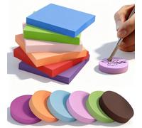Lot de 12 Plaques de Gravure Caoutchouc, Set Linogravure Carré et Rond Blocs Multicolores pour Débutants et Experts Tampon DIY (5 x 5 x 1cm)