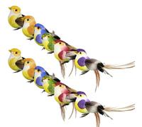 Lot de 12 plumes réalistes, oiseaux artificiels décoratifs, plumes de simulation avec griffes pour travaux manuels, décorations de mariage, maison, jardin