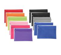 Lot de 12 pochettes à fermeture éclair A4 - En tissu Oxford - Double couche - Étanche - Pour ranger des dossiers, des articles de papeterie, des cosmétiques, l'école, le bureau, les voyages