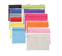 Lot de 12 pochettes à fermeture éclair A4 - En tissu Oxford - Double couche - Étanche - Pour ranger des dossiers, des articles de papeterie, des cosmétiques, l'école, le bureau, les voyages