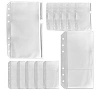 Lot de 12 pochettes de format A6, poche à fermeture éclair, sac de rangement à 3 poches, deux types, dossiers transparents à 6 trous, Pochettes Classeur En Plastique, A6 Pochettes Perforées