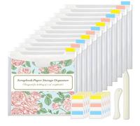 Lot de 12 pochettes de rangement en papier pour scrapbooking - Transparent - Contenu de la livraison : onglets autocollants pour papier à lettres pour étudiant