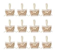 Lot de 12 pochettes en lin rustiques réutilisables pour décoration de mariage