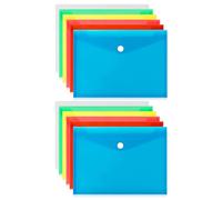 Lot de 12 pochettes en plastique A4 avec poche pour ranger des documents, 6 couleurs assorties