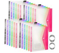 Lot de 12 pochettes perforées en plastique A4 avec poche pour la maison, le bureau et l'école