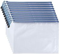 Lot De 12 Pochettes Zippées En Maille Format A4, En Pvc Imperméable Et Translucide, Pour Papeterie, Documents, Voyages Et Bureau.