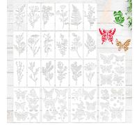 Lot de 12 pochoirs de peinture en plastique pour travaux manuels Ensemble de pochoirs pour peinture Pochoirs de fleurs et de papillons pour artistes pour travaux manuels scrapbooking décoration murale