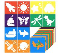 Lot de 12 pochoirs pour enfants, 20,3 x 20,3 cm, pochoirs à craie pour trottoir, grand modèle de peinture lavable de forme primaire pour enfants, tout-petits, enfants d'âge préscolaire pour apprendre