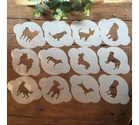 Lot de 12 pochoirs réutilisables pour travaux manuels, 13 x 10 cm, pour peinture sur bois, toile, dessin, art mural, décoration d'intérieur