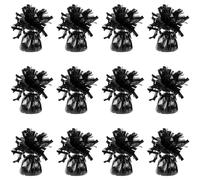 Lot de 12 poids pour ballons à l'hélium - 160 g - Pour fête d'anniversaire, mariage, célébration - Avec pompons - Noir