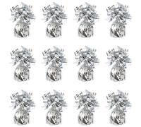 Lot de 12 poids pour ballons à l'hélium en feuille d'argent - 160 g poids lourds pour ballons d'anniversaire, de mariage, décoration avec pompons