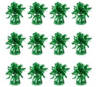 Lot de 12 poids pour ballons à l'hélium - Vert - 160 g - Pour fête d'anniversaire, mariage, célébration - Avec pompons