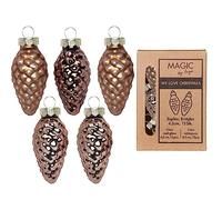 Lot de 12 pommes de Noël en verre - 4,5 cm - Dans une boîte en carton - Beige - Élégant salon - Gris - Doré et marron