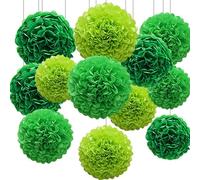 Lot de 12 Pompons Papier de soie Vert pour Décoration Suspendre de Plafond de Fête ,St. patrick's day deko