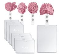 Lot de 12 porte-badges d'infirmière réglables Pince rotative 360° Rétraction automatique Motifs organes uniques Cadeau pour médecins et infirmières