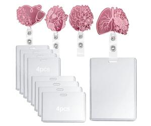 Lot de 12 porte-badges d'infirmière réglables Pince rotative 360° Rétraction automatique Motifs organes uniques Cadeau pour médecins et infirmières