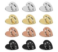 Lot de 12 porte-breloques en forme de cœur avec adhésif, anneau de support en métal pour coque de téléphone ou tablette, boucle adhésive en forme de cœur