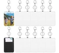 Lot de 12 porte-cartes vierges en cuir avec porte-clés, prêts à être sublimés pour passeports, cartes d'identité et cartes de visite