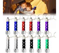 Lot de 12 porte-clés lampe de poche LED : mini lampe de poche LED pour enfants Lampe de poche portable pour l'extérieur, le camping, le cyclisme, porte-clés LED (rouge, bleu, violet, noir, vert, gris