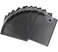 Lot de 12 porte-documents A4 en plastique PP incassable avec pochette pour clés de voiture (noir)