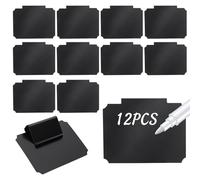Lot de 12 Porte-Etiquettes à Clipser pour Panier Noir pour Boîtes de Rangement, Paniers de Garde-Manger, Marqueurs Amovibles pour l'Organisation des Bacs