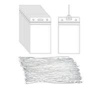 Lot de 12 porte-étiquettes de bagage de croisière avec cordon, étiquettes transparentes pour valises, étiquettes de voyage, imperméables et durables