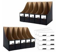 Lot de 12 porte-revues en carton de qualité supérieure - Noir - Pour magazines - Grand volume - Pour livres ou dossiers - Noir