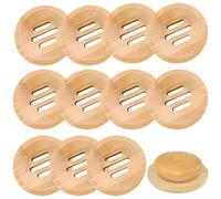 Lot de 12 porte-savons ronds en bois de 8,1 cm, petit porte-savon circulaire, porte-savon pour salle de bain, savon, douche, éponge à récurer pour cuisine