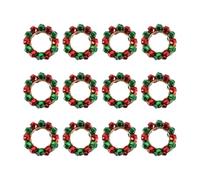 Lot de 12 porte-serviettes en métal coloré avec cloches de Noël - Accessoires de table élégants sur le thème des vacances