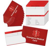Lot de 12 portefeuilles rouges pour carte d'identité d'urgence - Format de poche, liste de médicaments, cartes de gardien