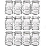 Lot de 12 pot de rangement avec couvercle hermétique clip, jarre en verre, capacité 75 iamètre 10.8 x Hauteur 13.6 cm -JUANIO- Transparent G